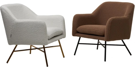 Кресло SHEEP NINI-01 Белый, teddy / золотой каркас М-City