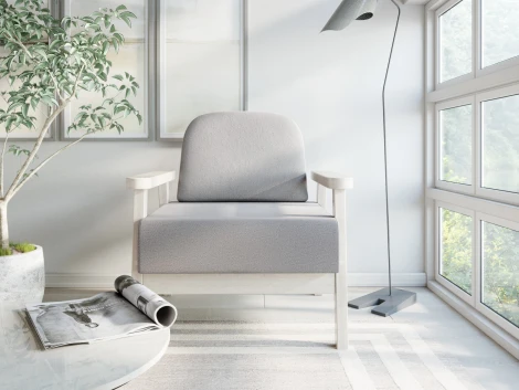 Кресло Arsko Флори беленый дуб велюр серый