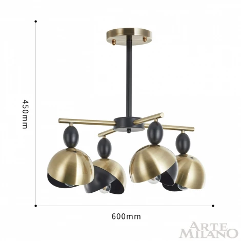Потолочная люстра на штанге Arte Milano 271307/4 BK/GD (220V, шарики)
