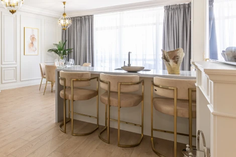 Стул полубарный велюр беж/мат. золото 52*55*91см Garda Decor 76AR-603GOLD-BG
