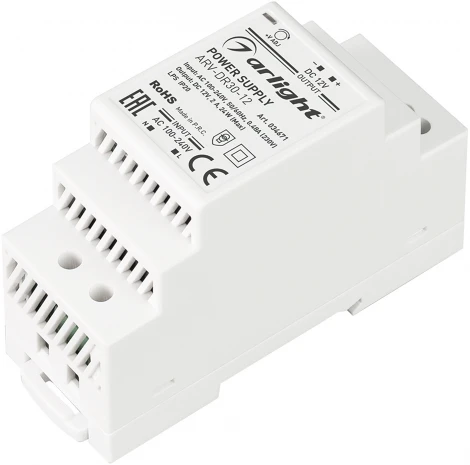 Блок питания ARV-DR30-12 (12V, 2A, 24W) (Arlight, IP20 DIN-рейка) 034671