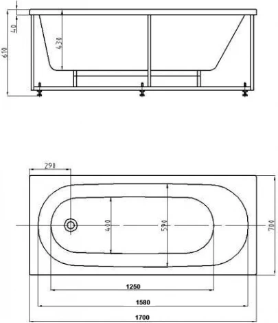 Акриловая ванна Акватек Оберон 170
