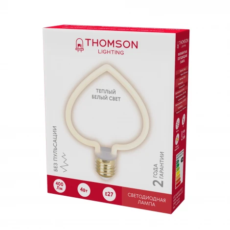 Лампочка светодиодная филаментная белая трубка E27 4W Thomson Deco Heart TH-B2405