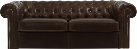 Диван Chesterfield ОГОГО (арт.329713), (Кожа/Коричневый)