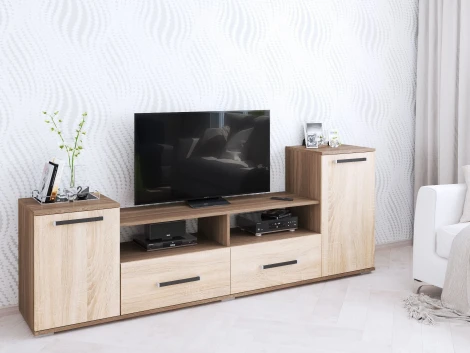 Тумба под ТВ ТЭКС Парус 2, ясень шимо/дуб сонома