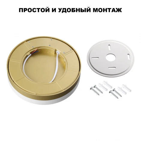 Потолочный светильник уличный светодиодный Novotech Opal 359734 золото матовое с переключателем цветовой температуры и мощности LED 30-35-40 180-265V