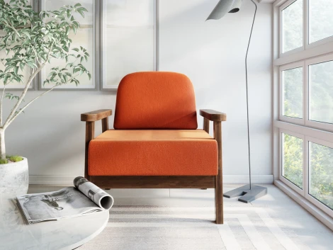 Кресло Arsko Флори орех велюр оранжевый