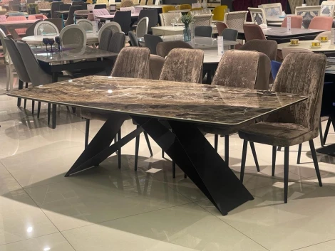 Стол DikLine SKY220 Керамика Amadeus,подстолье черное,опоры черные (2 уп.)