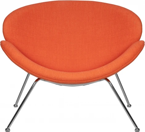 Кресло дизайнерское DOBRIN EMILY (оранжевая ткань AF, хромированная сталь) 72-LMO EMILY, цвет сиденья оранжевый (AF), основания сталь
