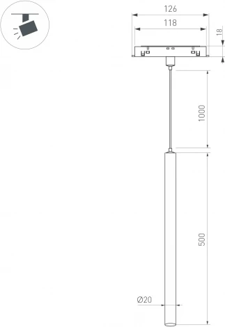 светильник магнитный MAG-ORIENT-SPOT-HANG-L500-R20-3W Day4000 (BK, 20 deg, 48V) (Arlight, IP20 Металл) 044505
