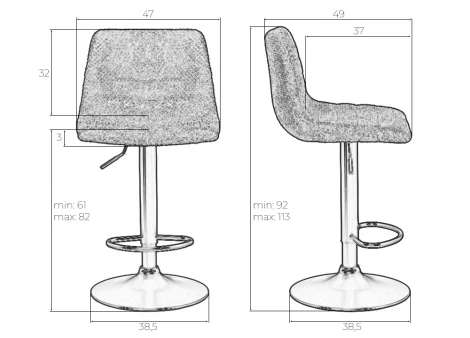 Набор 2 шт стул барный DOBRIN TRAVIS (серый (VIVALDI15))