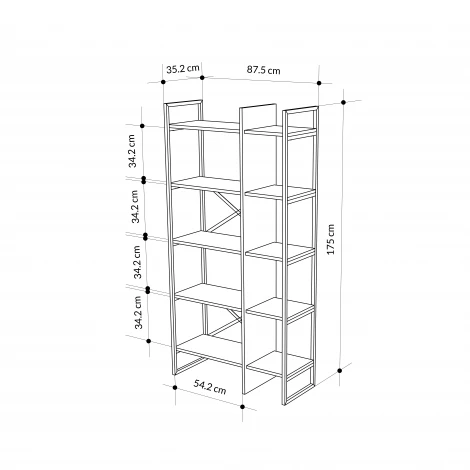 Стеллаж прямой LEVE DETROIT BOOKCASE LEV01131