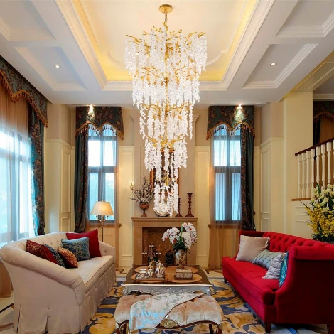 Подвесная большая люстра каскадная Arte Milano Milano-4 23416.800-1600.28.G9.D.5D GD (220V, на цепи)