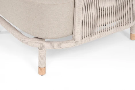 "Верона" кресло плетеное из роупа, каркас алюминий белый муар, роуп бежевый круглый, ткань бежевая 15052 4SIS VER-A-002 W Mua beige(beige15052)