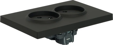 Розетка двойная без заземления со шторками (черный) Stekker Эмили 49851