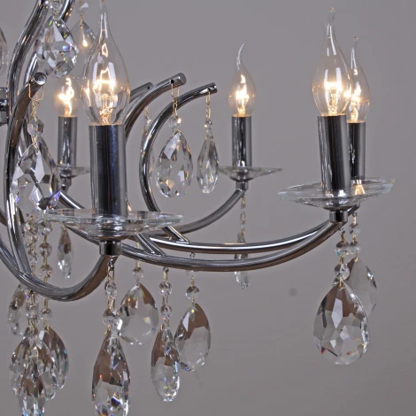 Подвесная люстра ILLUMICO IL2326-10POR-39 CR (220V, хрусталь, на цепи, подсвечник, свеча)