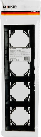 Рамка на 4 поста (черный) Stekker Эрна Элегант 49664