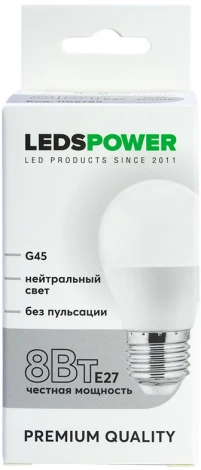 Лампочка светодиодная E27 8Вт 4000K LEDS POWER 006789