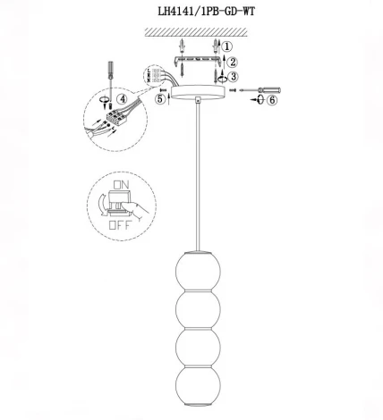 Подвесной светильник Lumien Hall Elita LH4141/1PB-GD-WT