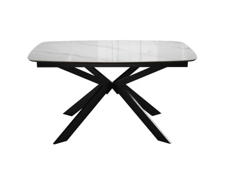 Стол DikLine BK140 керамика Carrara Gloss (мрамор глянец белый), подстолье черное, опоры черные 00-00085042