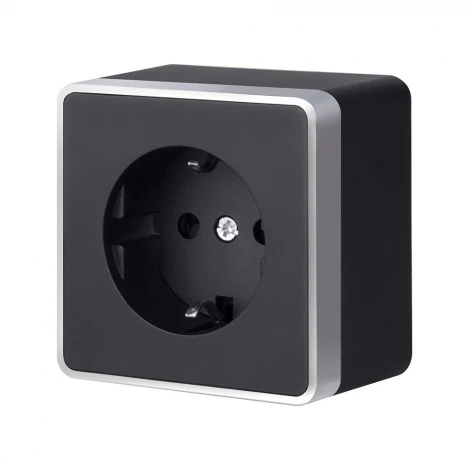 Розетка с заземлением и шторками Gallant Werkel W5071134 (черный с серебром)