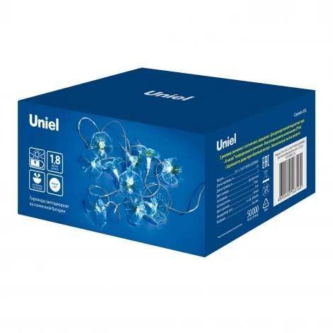 Садовая гирлянда на солнечной батарее «Вьюнок». 20 светодиодов, 1*АА Ni-Mh аккумулятор в/к. IP44 Uniel USL-S-136/PT2000 GLORYBIND