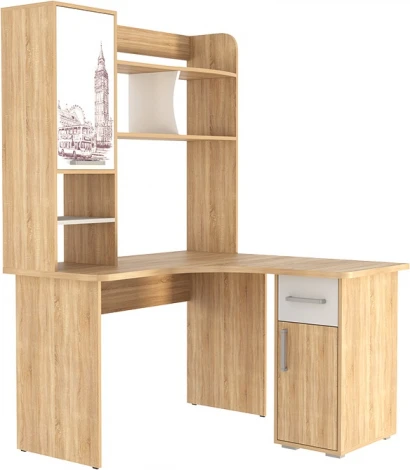 Лайт-1 Стол компьютерный 1200 угловой, цвет дуб сонома/белый Mebelson (арт.SKL1.2N01.1623)