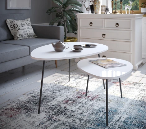 Стол журнальный Тип 3, низкий, белый глянец, Любимый дом