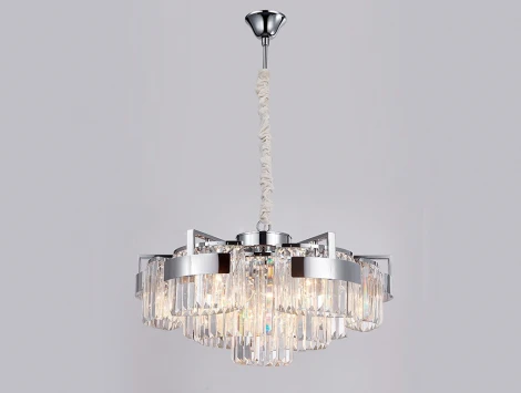 Подвесная люстра Newport 4350 4356+3/C chrome (220V, хрусталь, на цепи, круглые)