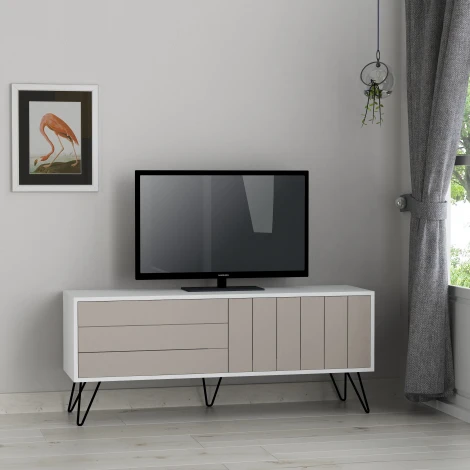 Тумба под ТВ PICADILLY TV STAND LEVE (ЛДСП,Металл/Черный,Белый) арт.LEV00428