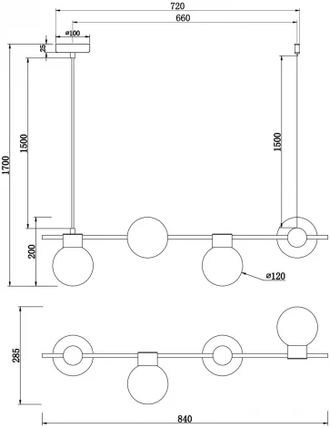 Подвесной светильник Freya Gatsby FR5232PL-04B (220V, на тросе, шарики, молекулы)