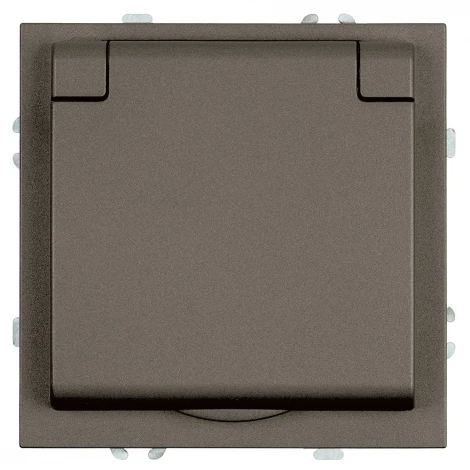 Розетка с заземлением с защитной крышкой (антрацит, soft touch) Stekker Эмили 49933