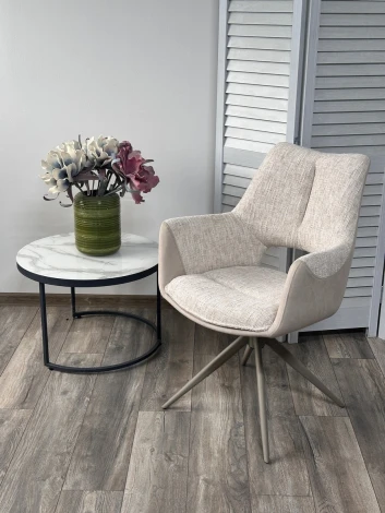 Стул ДАВЕН (DAVEN) 360 град, цвет КРЕМОВЫЙ RIELY-111 / G1038-101, ткань / ЛАТТЕ каркас, ®DISAUR M-City 64678