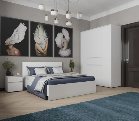 Кровать ТЭКС 140x200 с настилом из ДСП Плейона, белый
