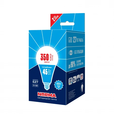 Лампочка светодиодная груша белая E27 45W 4000K Volpe LED-A120-45W/4000K/E27/FR/NR