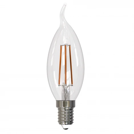 Лампочка светодиодная свеча на ветру прозрачная E14 9W 3000K Uniel LED-CW35-9W/3000K/E14/CL/DIM GLA01TR