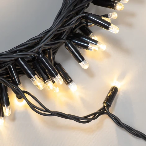 Гирлянда Нить с колпачком 10м тепло-белая 220В, 100 LED, провод черный ПВХ, IP65 Laitcom PST100CAP-11-2WW