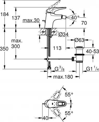 Смеситель Grohe Eurostyle New 33565LS3 для биде