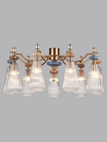 Подвесная люстра Odeon Light Terra 5414/9 античная бронза/терракот/синий/бежевый/коричневый/металл/керамика E14 9*40W