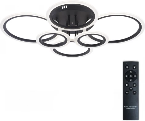 Потолочная люстра светодиодная с пультом ДУ 132W, черный, LED Natali Kovaltseva Home LED LAMPS 81440 (регулировка яркости, 220V, кольцо)
