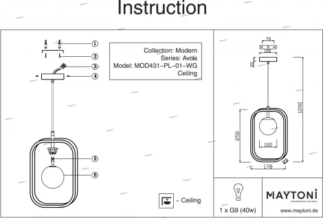 Подвесной светильник Maytoni Avola MOD431-PL-01-WG