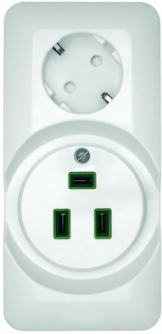 Розетка накладная комбинированная для электроплиты 32А и силовая с заземлением и шторками 16А (белый) Systeme Electric Прима RA32-211R-B