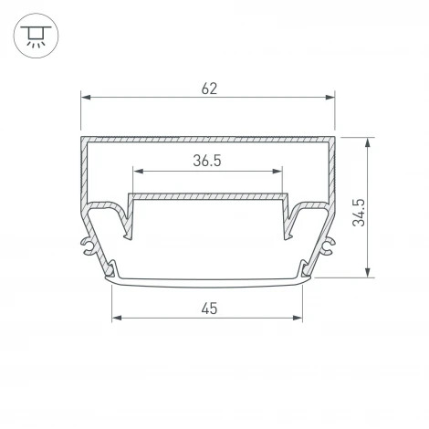 Профиль STRETCH-S-50-CEIL-CENTER-2000 (GAMMA50) (Arlight, Алюминий) 040700