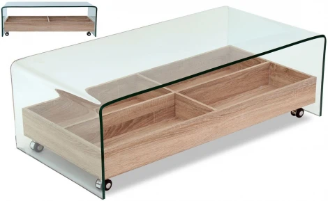 Стол журнальный ESF F-GW606 прозрачный/МДФ,Стекло