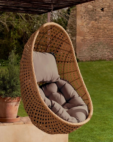 Кресло подвесное на стойке La Forma (ex Julia Grup) Cira (Серый/ Пластик,Искусственный ротанг,Сталь)