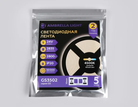 Светодиодная лента Ambrella Illumination GS3502 2835 240Led 22W/m 24V IP20 4500K 5m