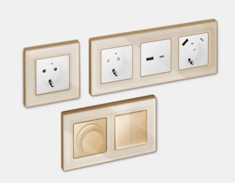 Рамка Ambrella Volt ALFA Arctic (Бежевый Стекло органическое/Шампань) 3-ая AF580343