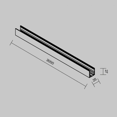 Уличный профиль 3м накладной черный Maytoni Elasity IP O-TR002OH-P-B3M