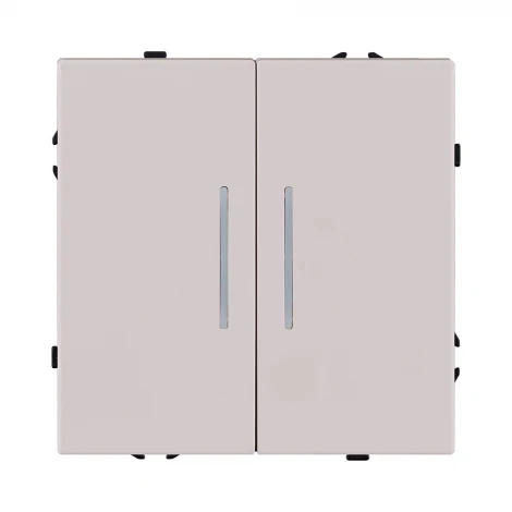 Выключатель 2-клавишный 10А/250В с LED подсветкой, кашемир матовый Kollinger Eclipse EC-010CM