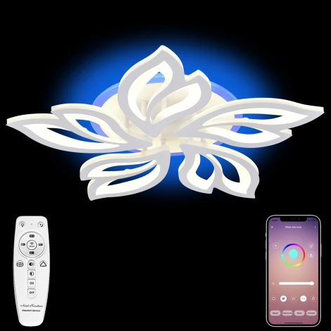 Потолочная люстра светодиодная LED LAMPS 81150, 100W, белый, LED с RGB подсветкой (220V, пульт управления, управление смартфоном, цветы)